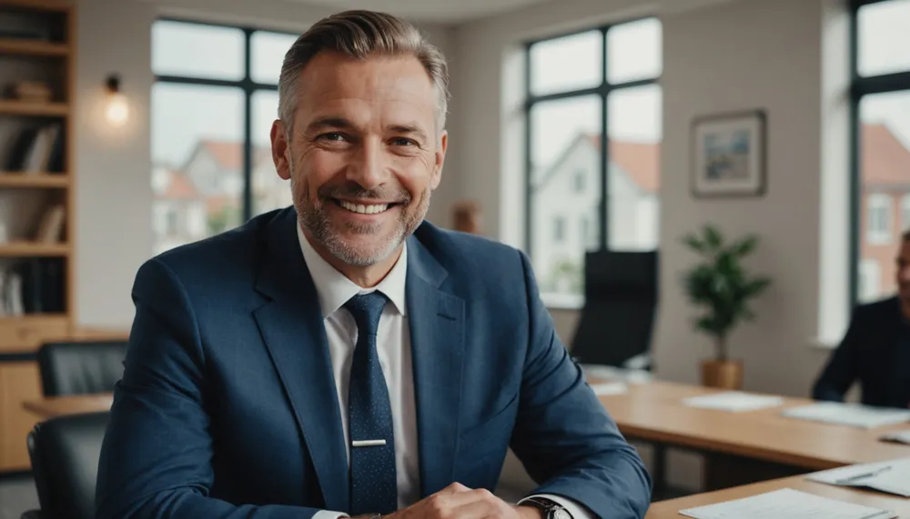 A photo of a smiling mortgage expert